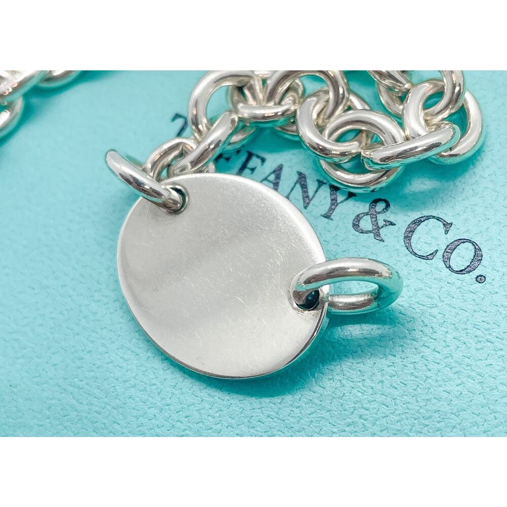 Tiffany & Co. Return To Sterling Silver Oval Tag Choker Pendant Necklace 15" - Picture 5 of 11
